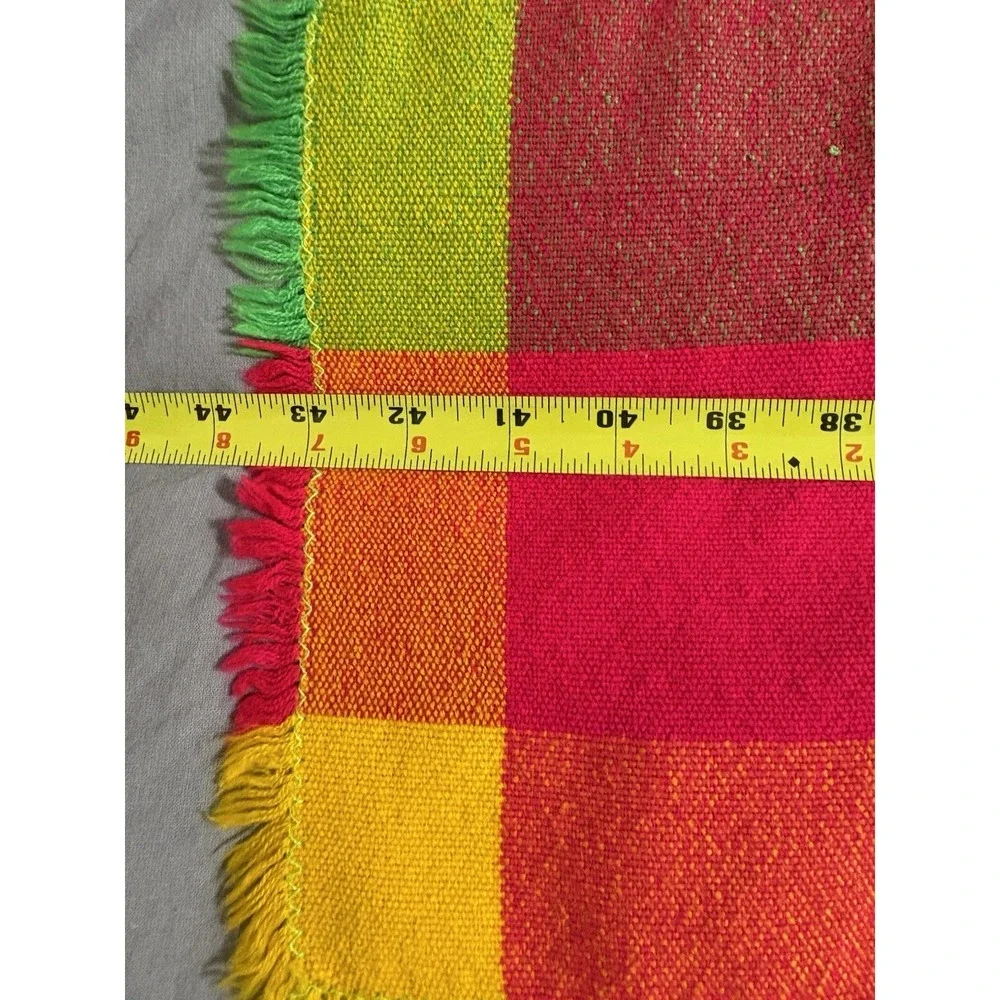 Vintage Bright Colored Checked Tablecloth 43